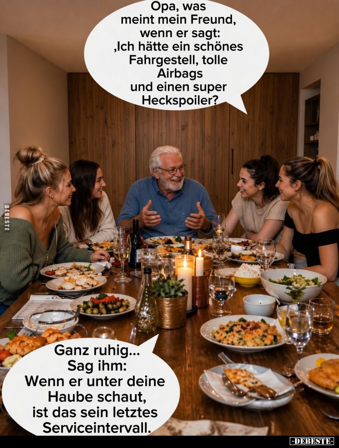 Opa, was meint mein Freund, wenn er sagt: "Ich hätte ein schönes Fahrgestell, tolle Airbags und einen super Heckspoiler?...