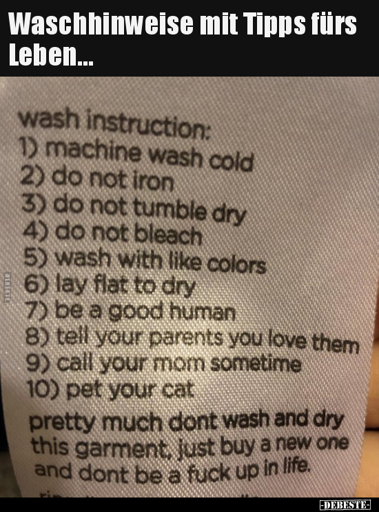 Waschhinweise mit Tipps fürs Leben...