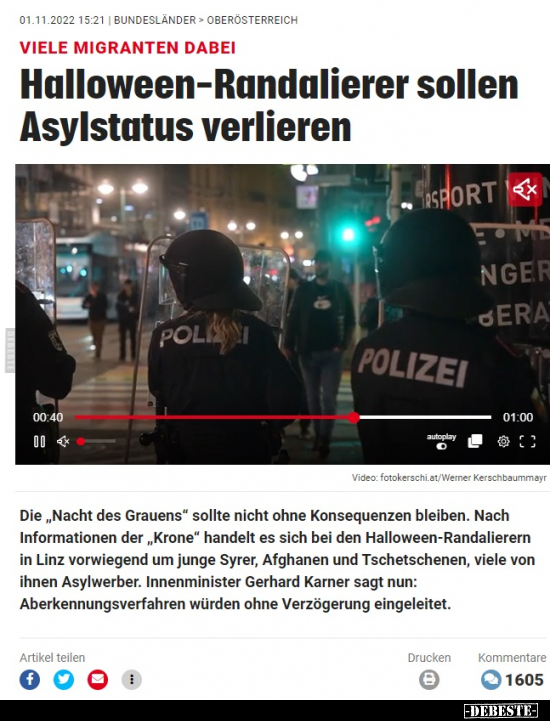 Halloween-Randalierer sollen Asylstatus verlieren.. - Lustige Bilder | DEBESTE.de