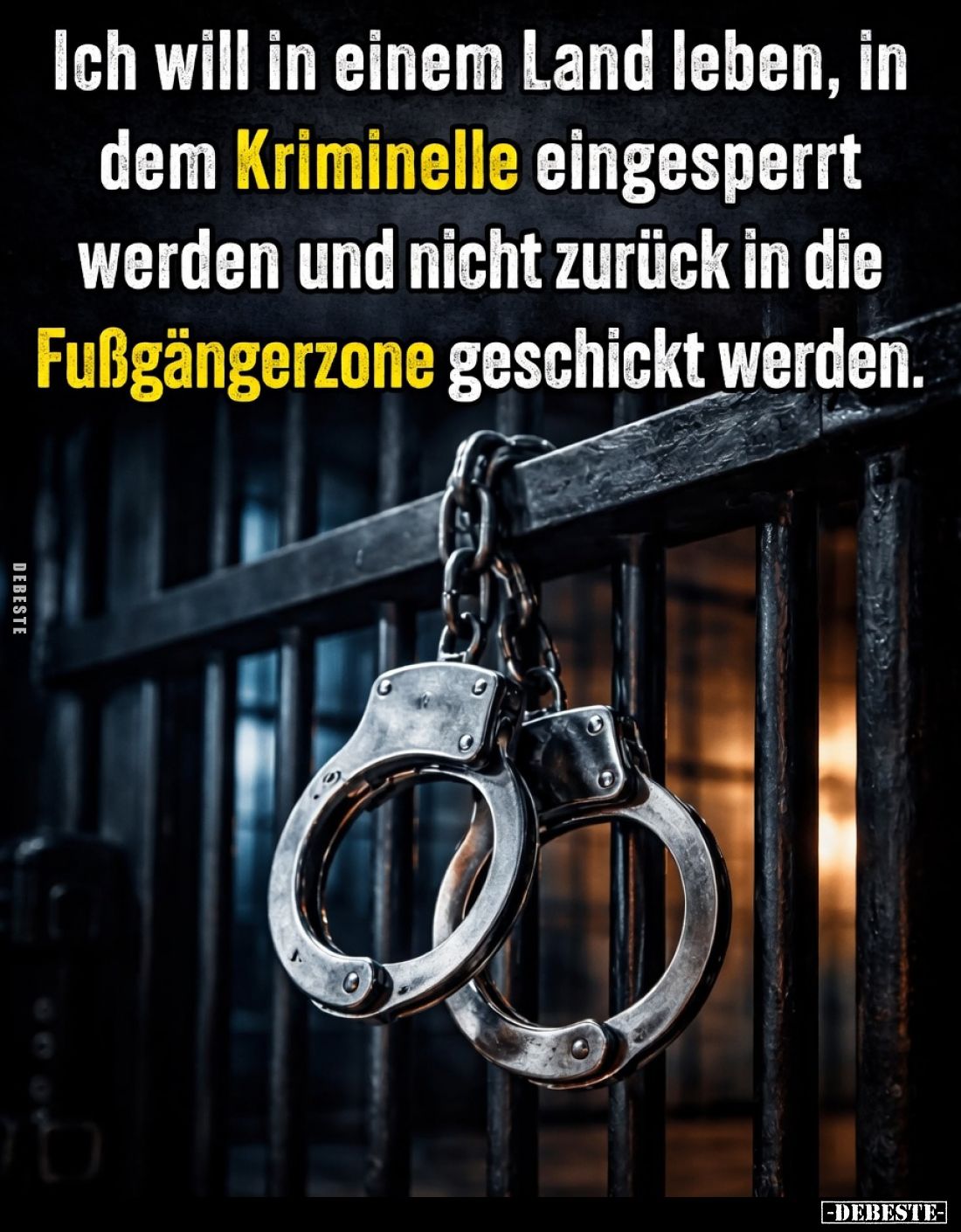 Ich will in einem Land leben, in dem Kriminelle eingesperrt werden und nicht zurück in die Fußgängerzone geschickt werden.