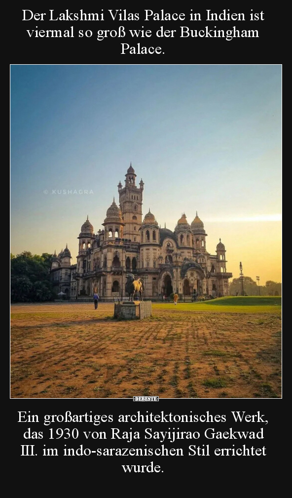 Der Lakshmi Vilas Palace in Indien ist viermal so groß wie.. - Lustige Bilder | DEBESTE.de
