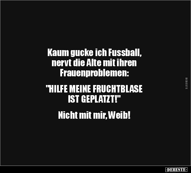 Kaum gucke ich Fussball, nervt die Alte mit ihren.. - Lustige Bilder | DEBESTE.de