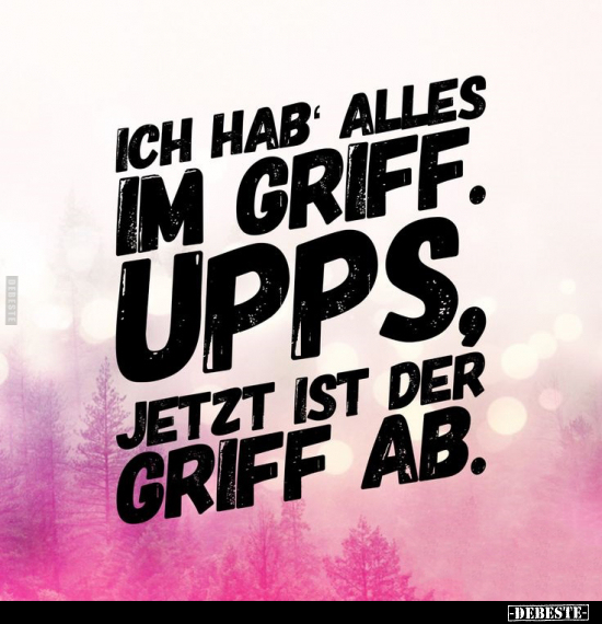 Ich hab alles im Griff. Upps, jetzt ist der Griff ab.