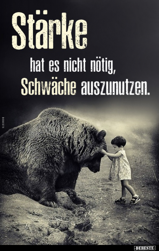 Stärke hat es nicht nötig, Schwäche auszunutzen.
