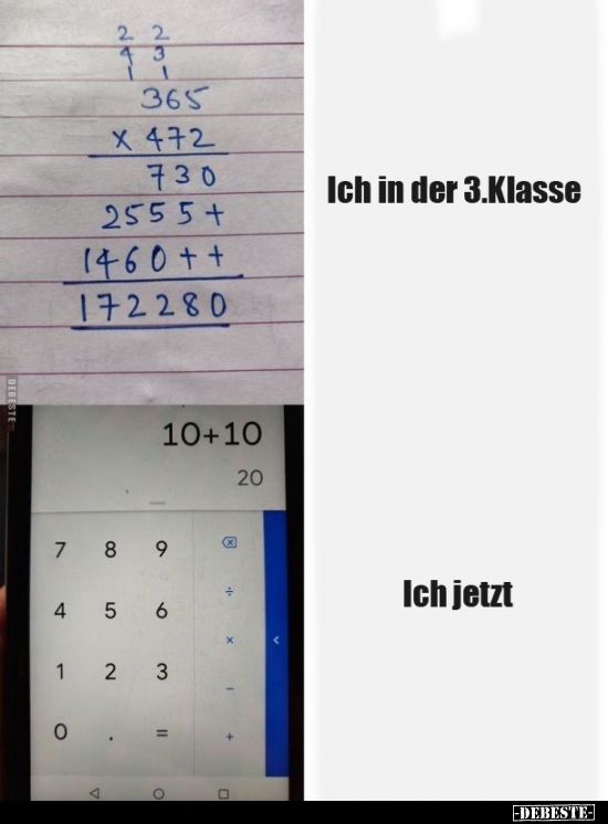 Ich in der 3.Klasse / Ich jetzt..