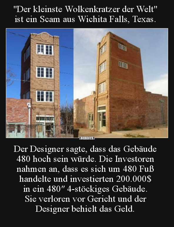 "Der kleinste Wolkenkratzer der Welt" ist ein Scam aus.. - Lustige Bilder | DEBESTE.de