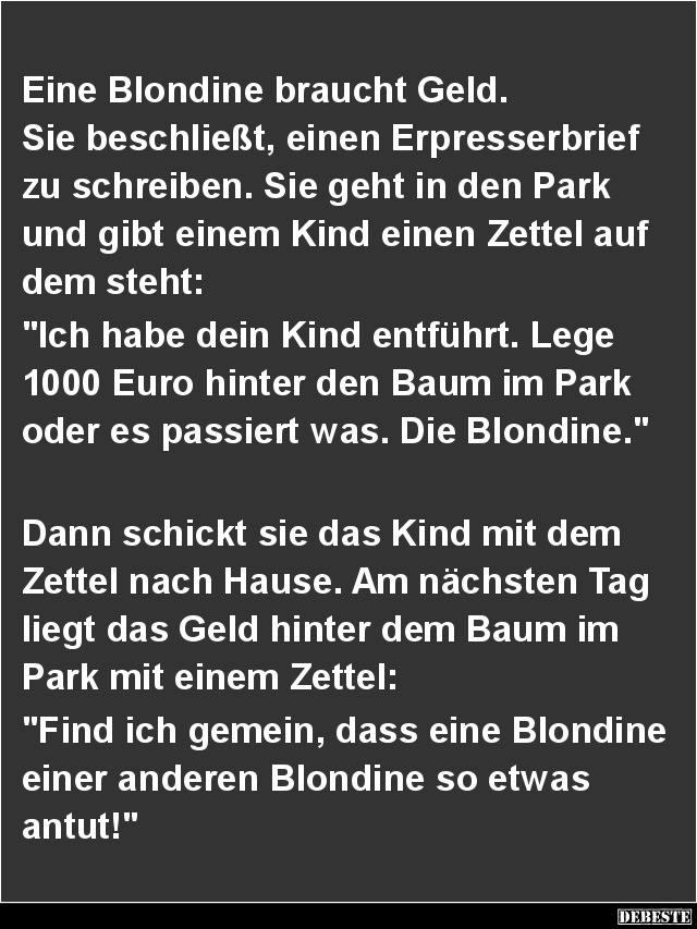 Eine Blondine braucht Geld.. - Lustige Bilder | DEBESTE.de
