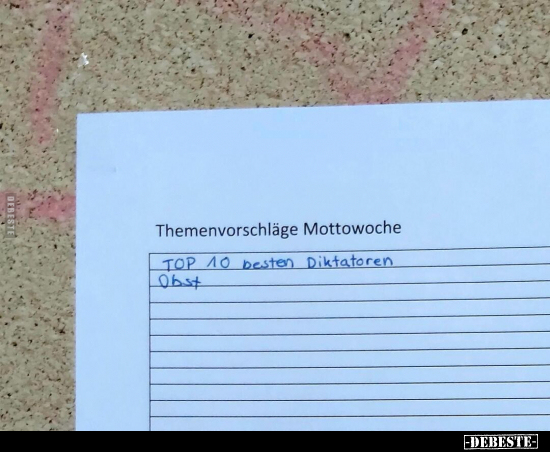 Themenvorschläge Mottowoche