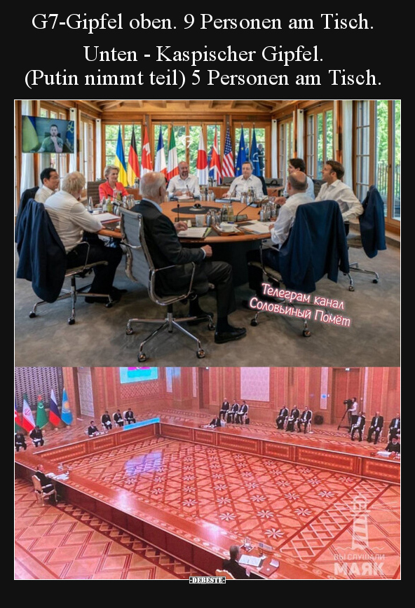 G7-Gipfel oben. 9 Personen am Tisch. Unten - Kaspischer.. - Lustige Bilder | DEBESTE.de