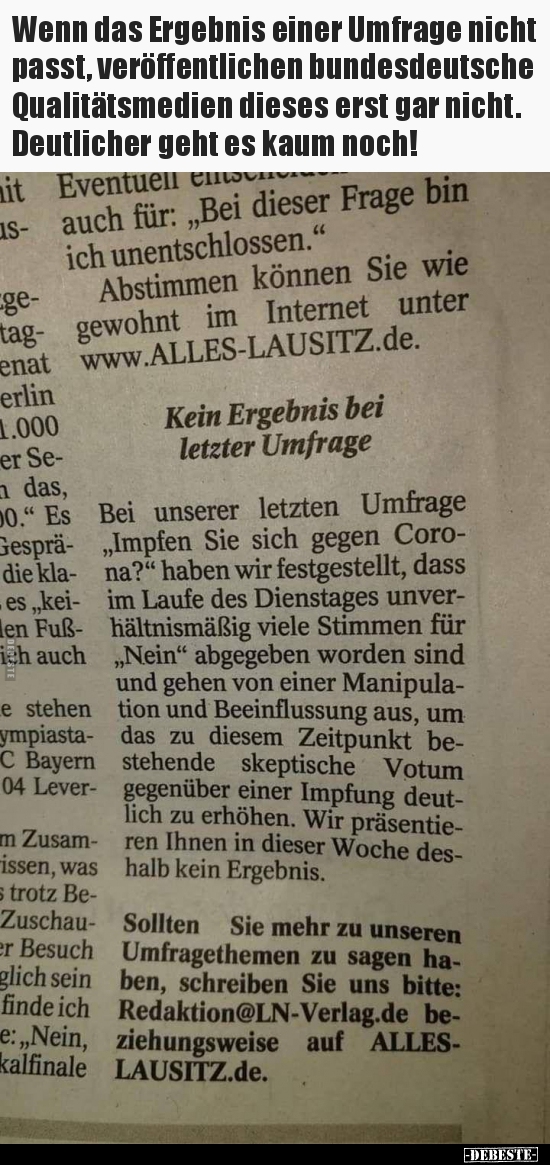 Wenn das Ergebnis einer Umfrage nicht passt..