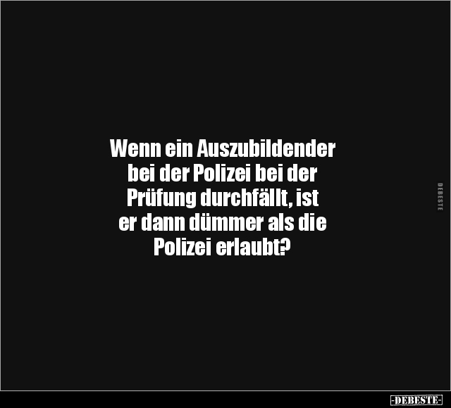 Wenn ein Auszubildender bei der Polizei bei der Prüfung.. - Lustige Bilder | DEBESTE.de