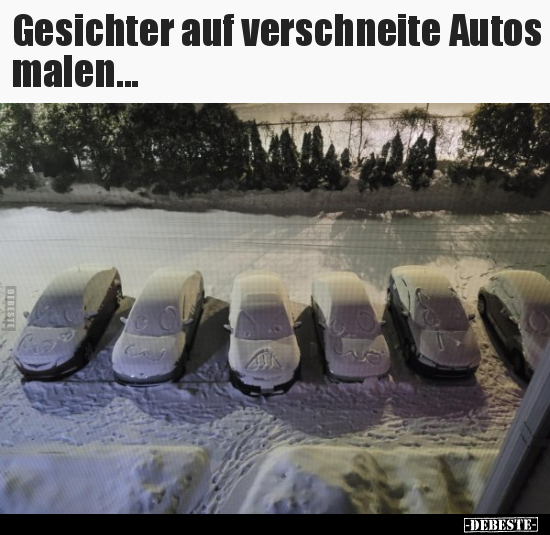 Gesichter auf verschneite Autos malen... - Lustige Bilder | DEBESTE.de