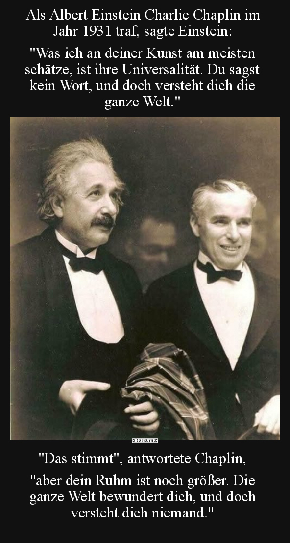 Als Albert Einstein Charlie Chaplin im Jahr 1931 traf.. - Lustige Bilder | DEBESTE.de