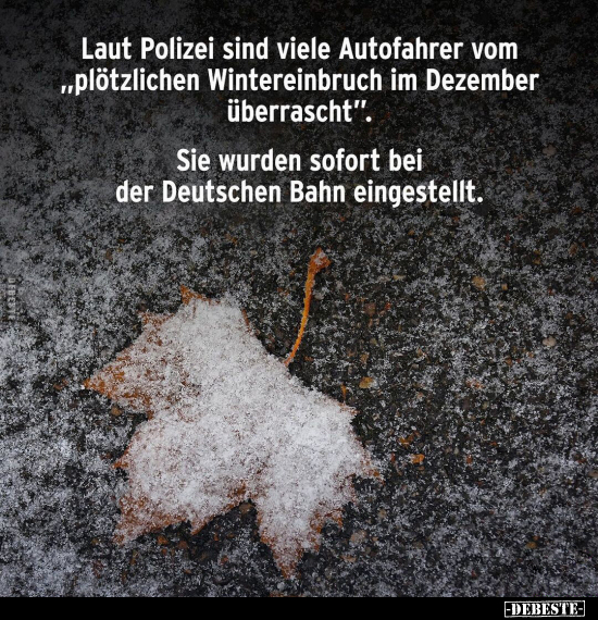 Laut Polizei sind viele Autofahrer vom "plötzlichen.." - Lustige Bilder | DEBESTE.de