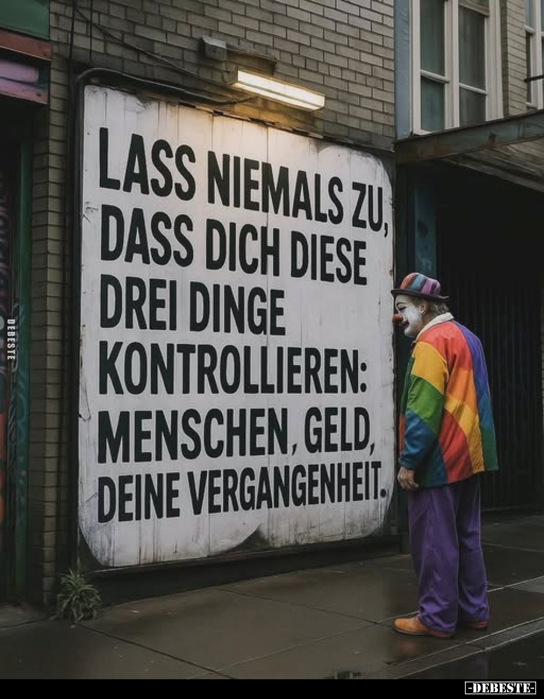 Lass niemals zu, dass dich diese drei Dinge kontrollieren: Menschen, Geld, deine Vergangenheit.