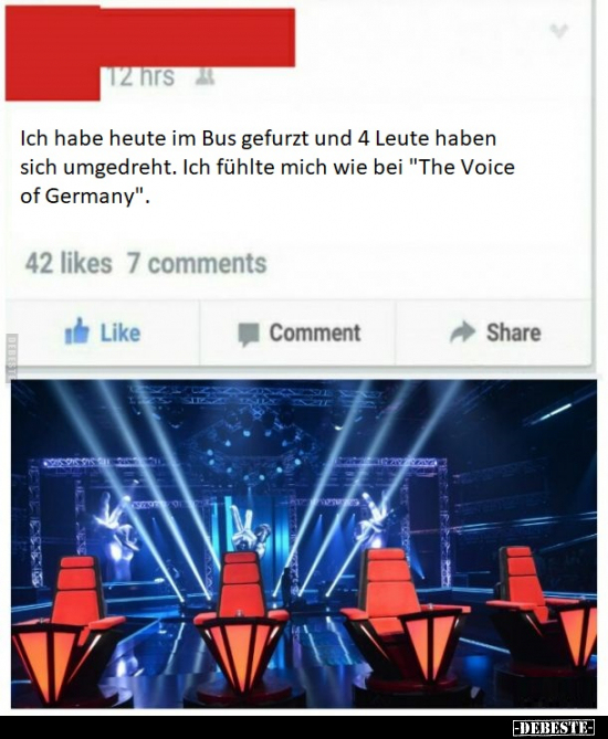 Ich habe heute im Bus gefurzt und 4 Leute haben sich..