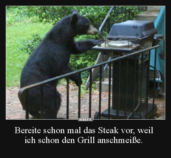 Bereite schon mal das Steak vor, weil ich schon den Grill..