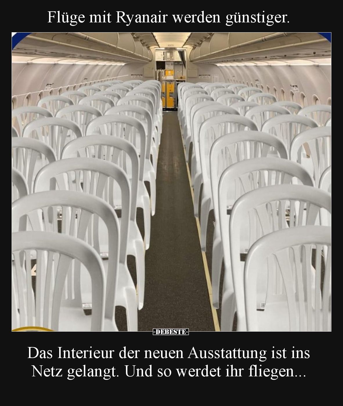 Flüge mit Ryanair werden günstiger. Das Interieur der neuen Ausstattung ist ins Netz gelangt. Und so werdet ihr fliegen...