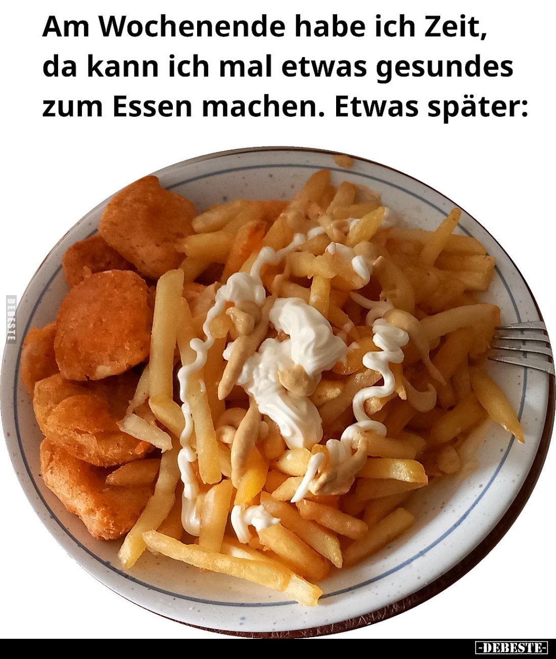 Am Wochenende habe ich Zeit, da kann ich mal etwas gesundes zum Essen machen. Etwas später: