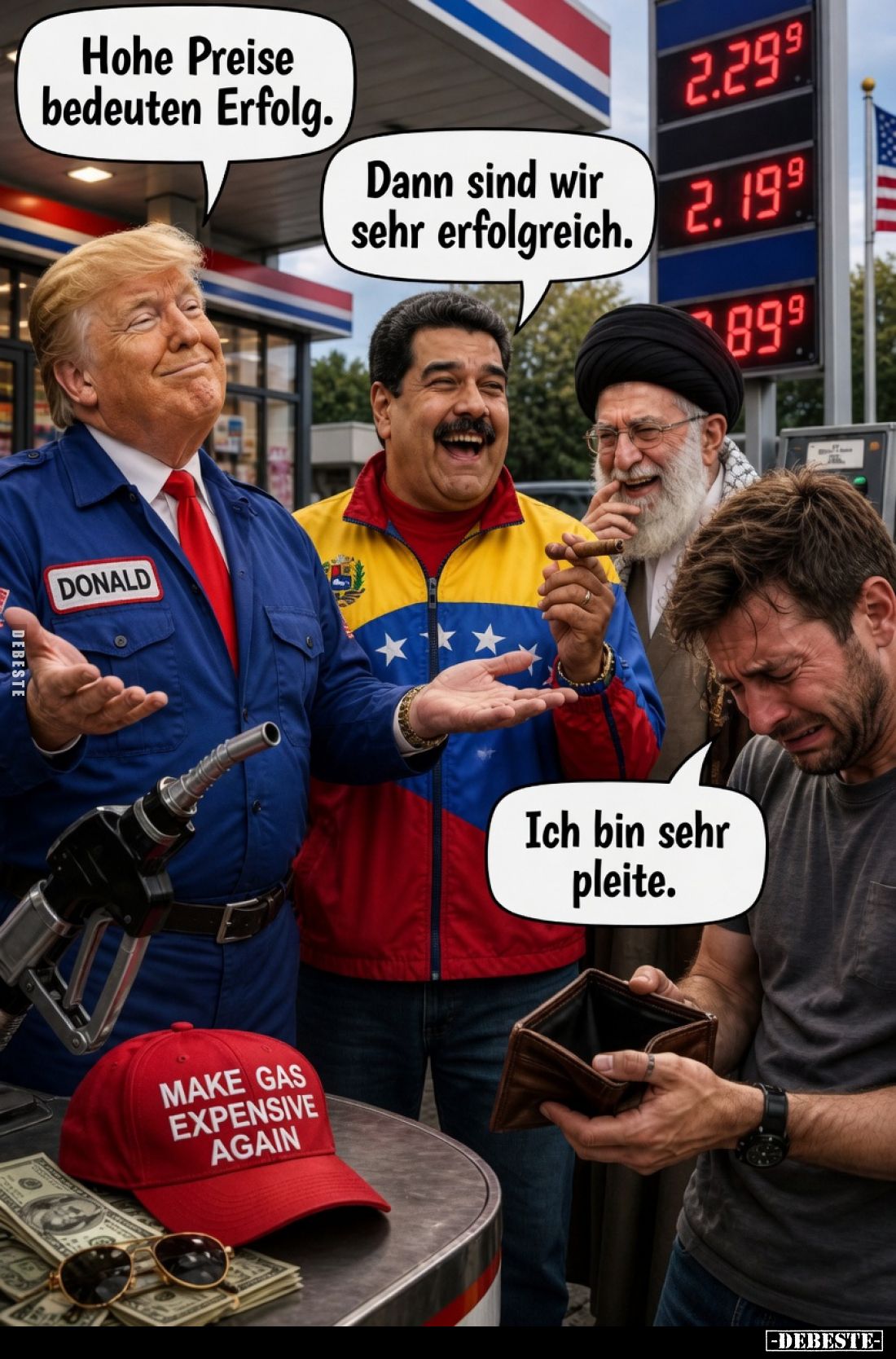 Hohe Preise bedeuten Erfolg.
Dann sind wir sehr erfolgreich.
Ich bin sehr pleite.