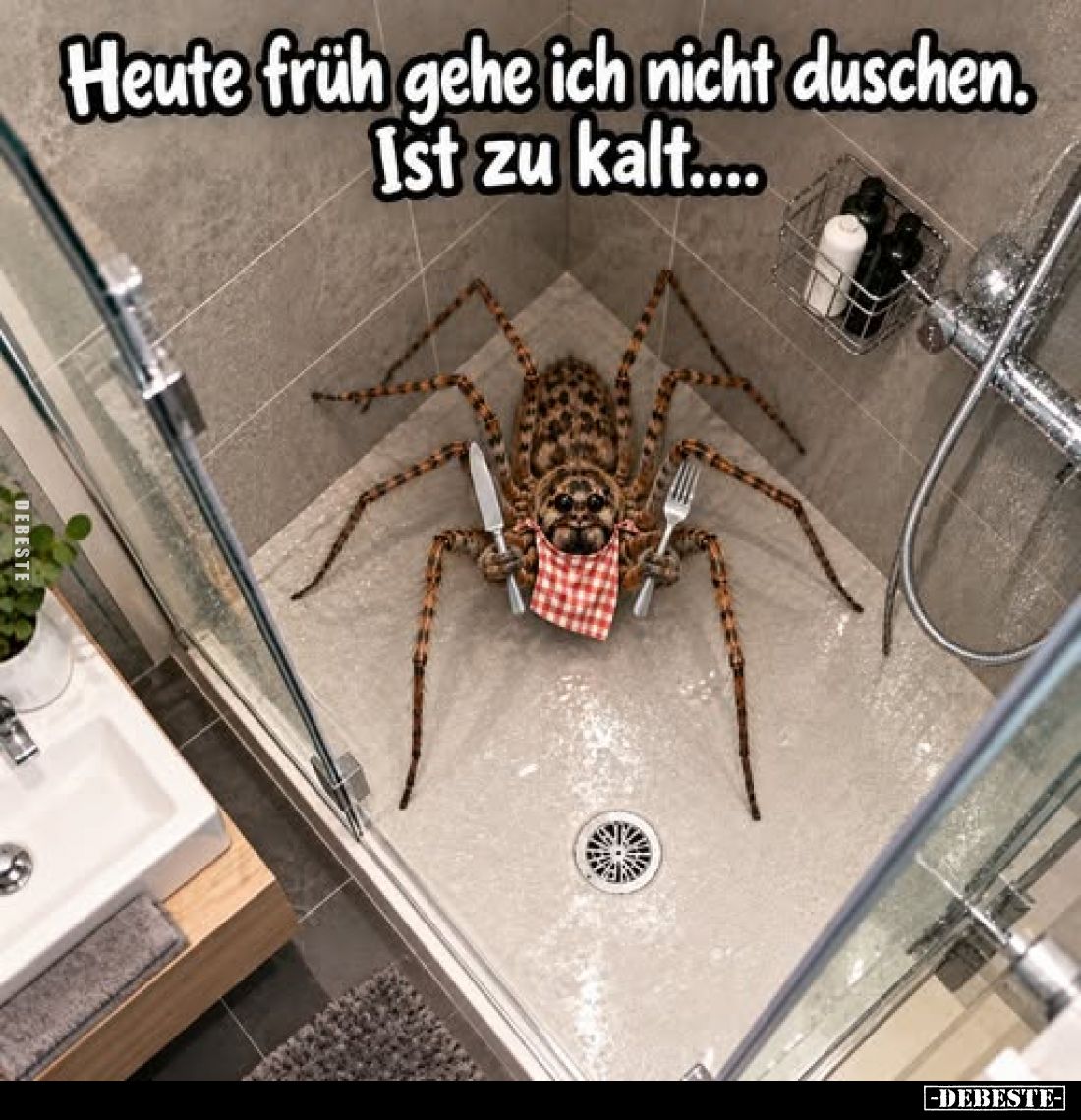 Heute früh gehe ich nicht duschen.
Ist zu kalt....