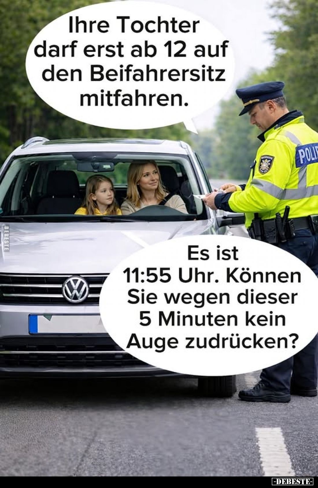 Ihre Tochter darf erst ab 12 auf den Beifahrersitz..