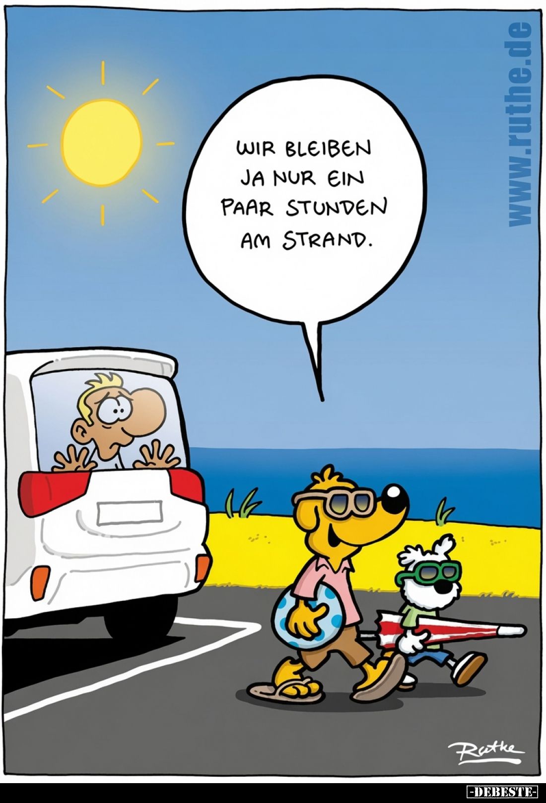 Wir bleiben ja nur ein paar Stunden am Strand.