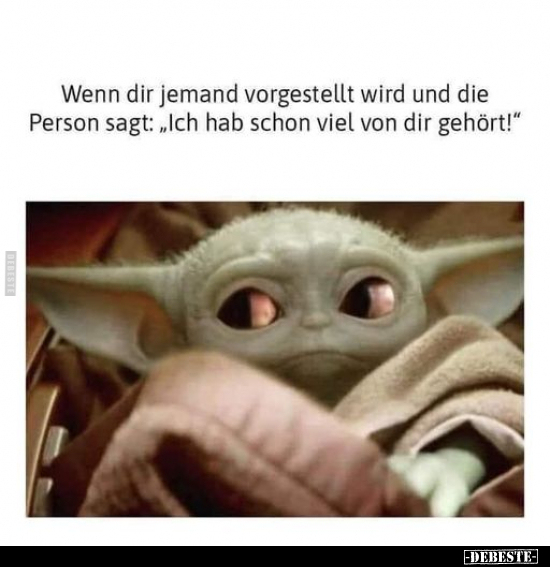 Wenn dir jemand vorgestellt wird und die Person sagt: "Ich hab schon viel von dir gehört!"