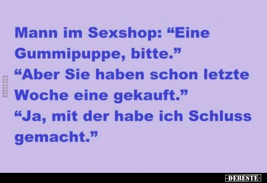 Mann im Sexshop: "Eine Gummipuppe, bitte.".. - Lustige Bilder | DEBESTE.de