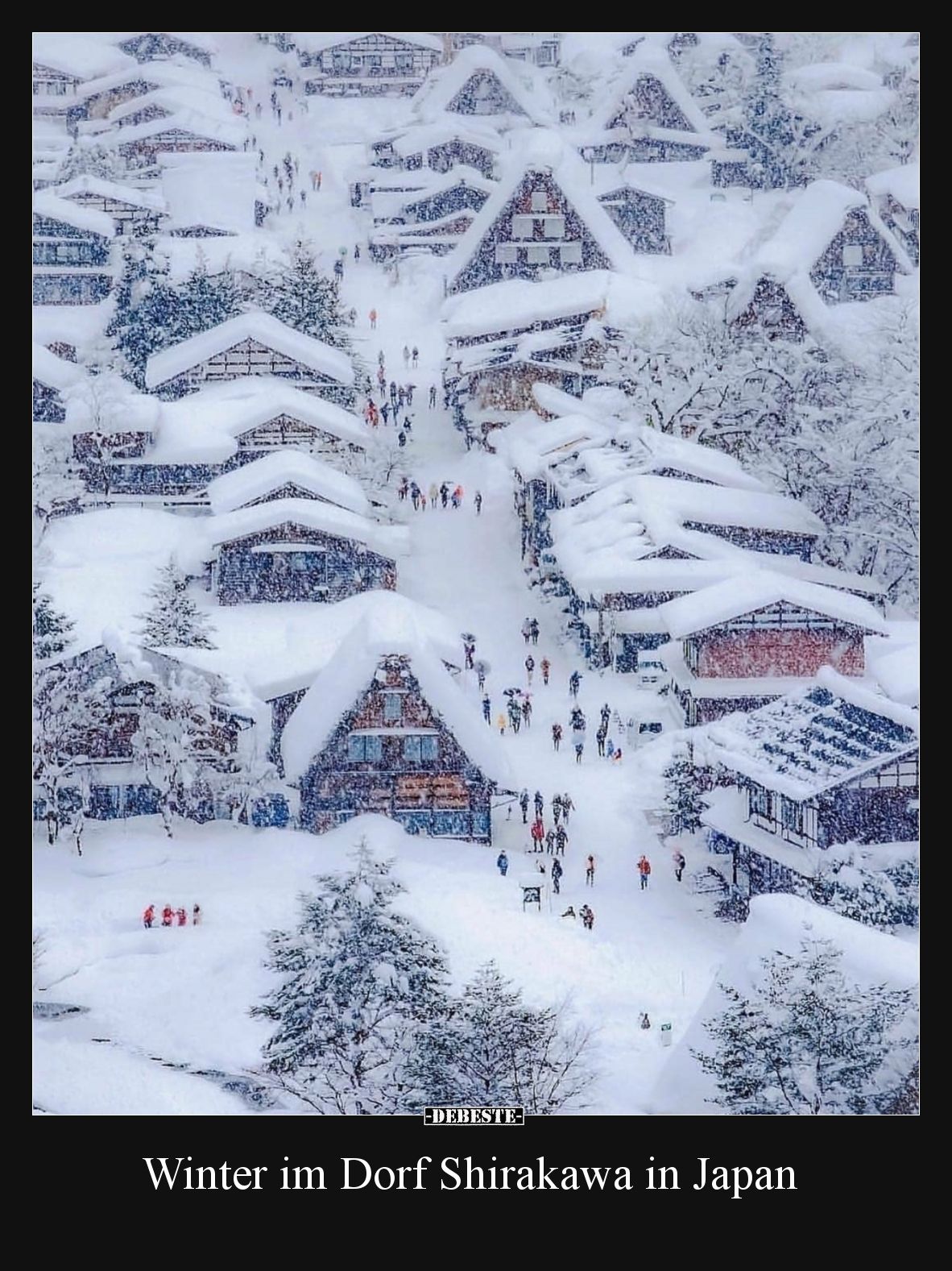 Winter im Dorf Shirakawa in Japan..