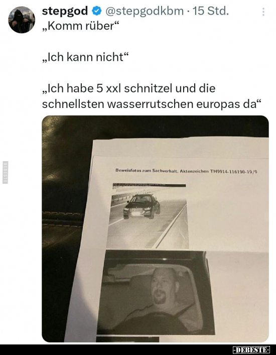 „Komm rüber" „Ich kann nicht" „Ich habe 5 xxl schnitzel.." - Lustige Bilder | DEBESTE.de