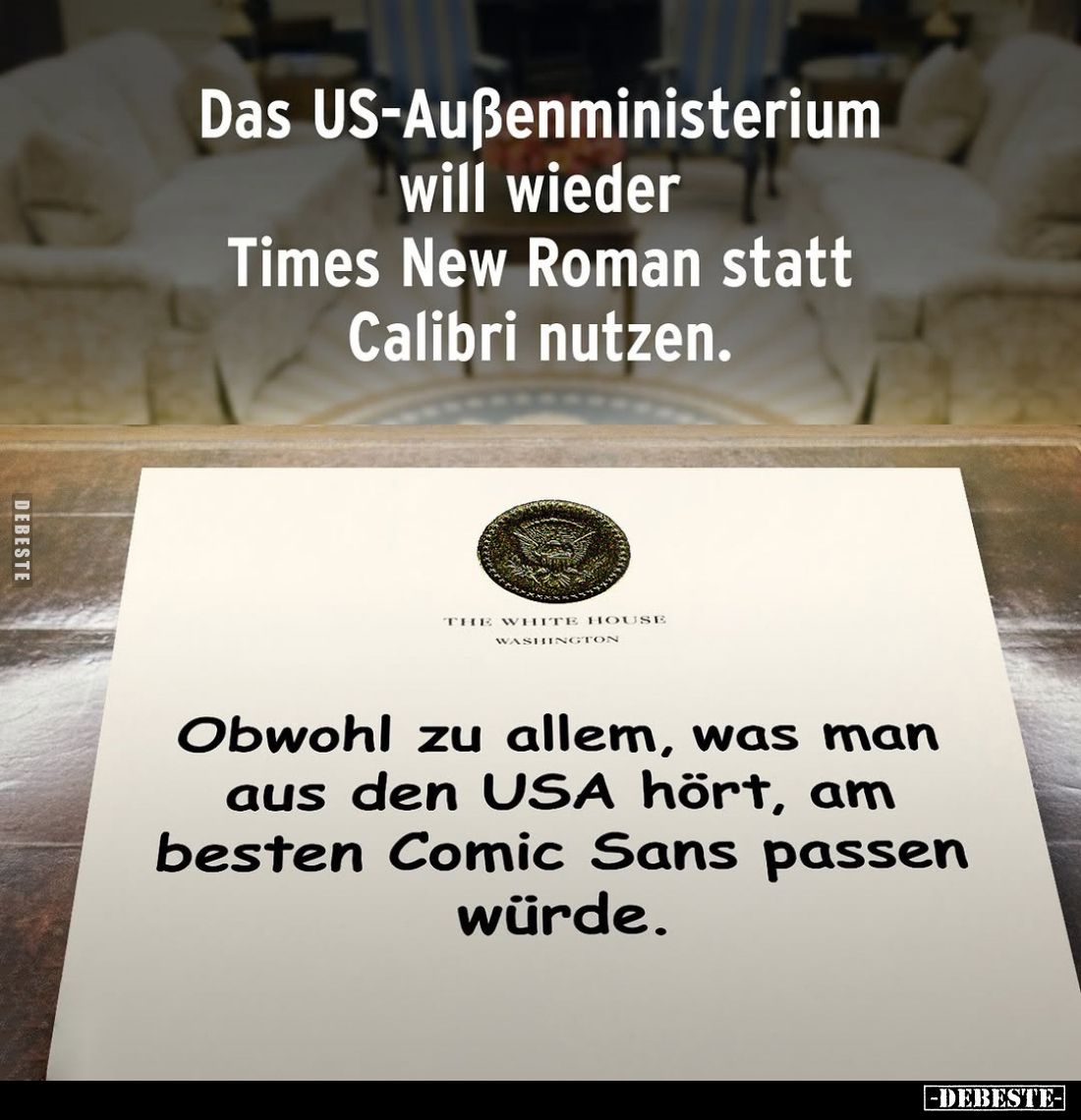 Das US-Außenministerium will wieder
Times New Roman statt Calibri nutzen.
Obwohl zu allem, was man
aus den USA hört, am
b...