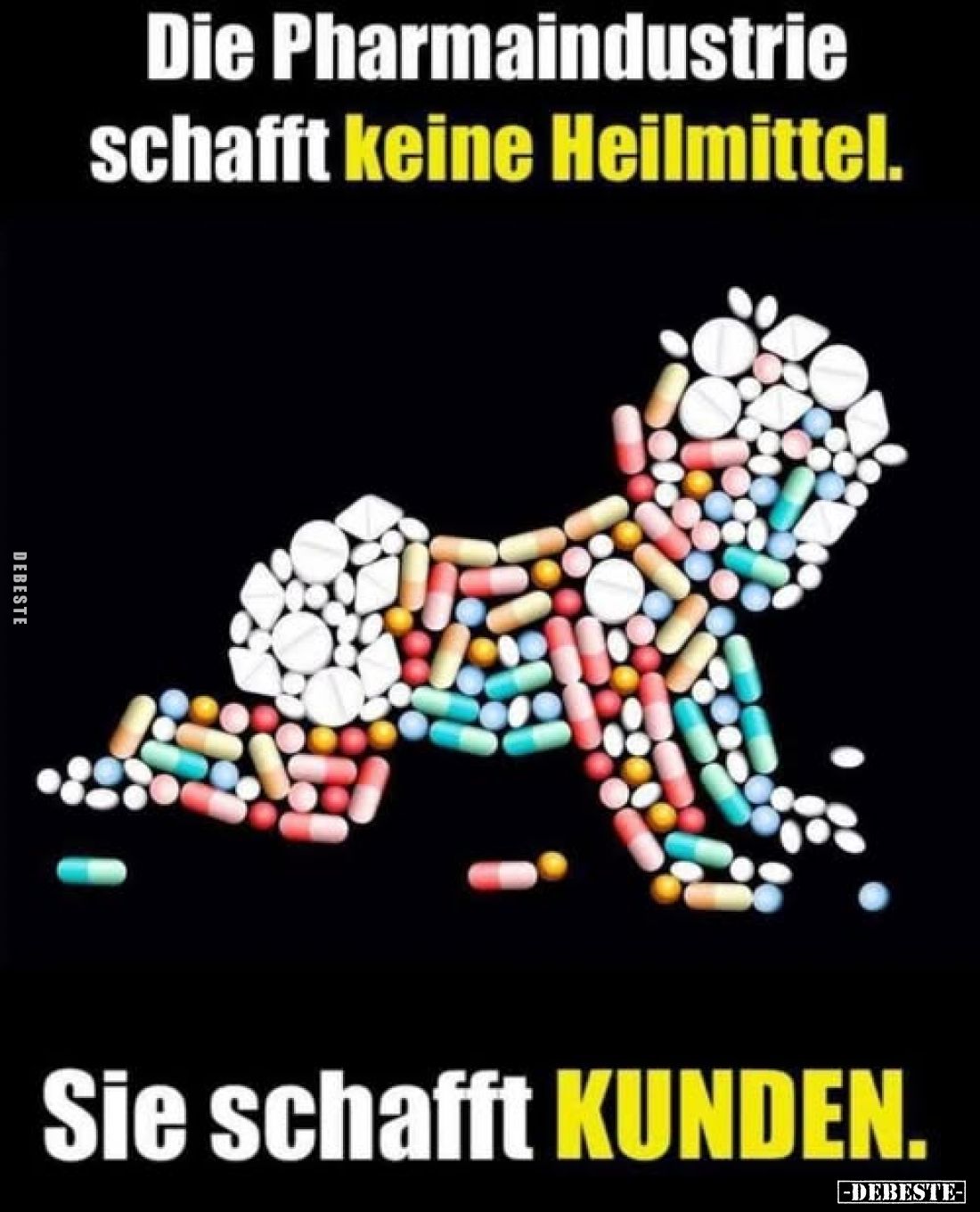 Die Pharmaindustrie schafft keine Heilmittel. 
Sie schafft KUNDEN.