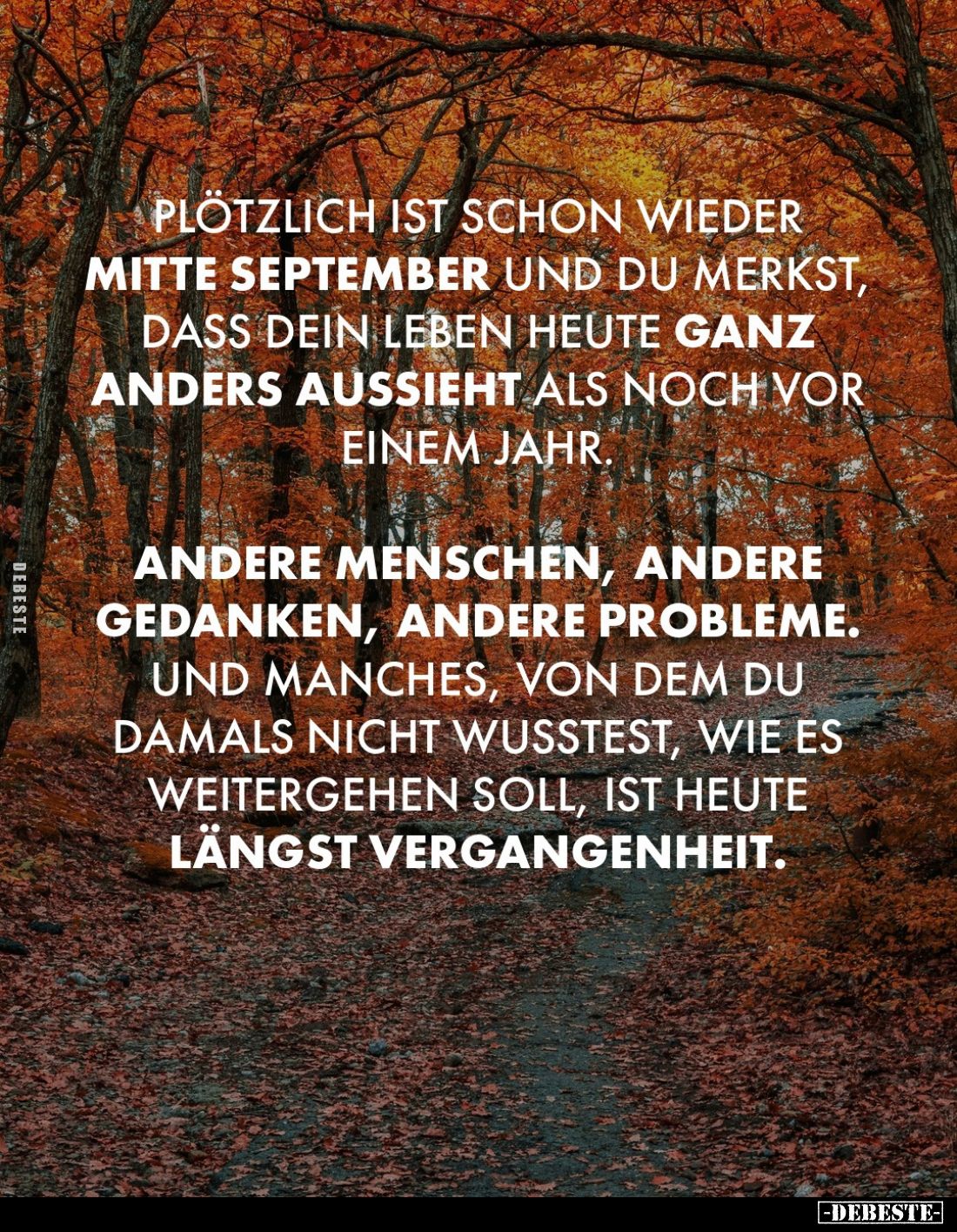 Plötzlich ist schon wieder Mitte September und du merkst, dass dein Leben heute ganz anders aussieht als noch vor einem Jahr....
