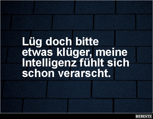Lüg doch bitte etwas klüger, meine Intelligenz fühlt.. - Lustige Bilder | DEBESTE.de