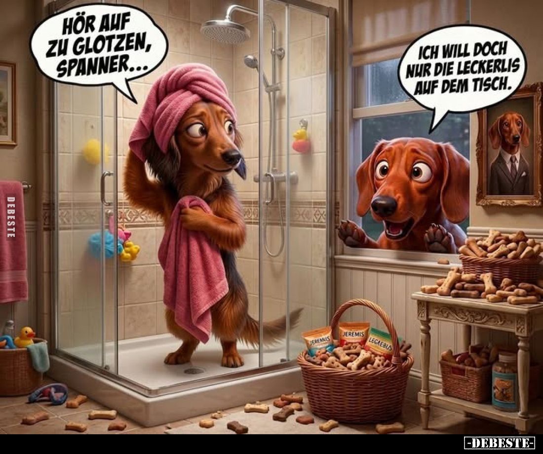 Hör auf zu glotzen, Spanner...
Ich will doch nur die Leckerlis auf dem Tisch.