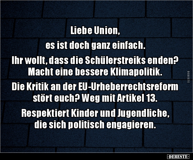 Liebe Union, es ist doch ganz einfach. Ihr wollt, dass.. - Lustige Bilder | DEBESTE.de