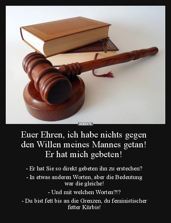 Euer Ehren, ich habe nichts gegen den Willen meines..