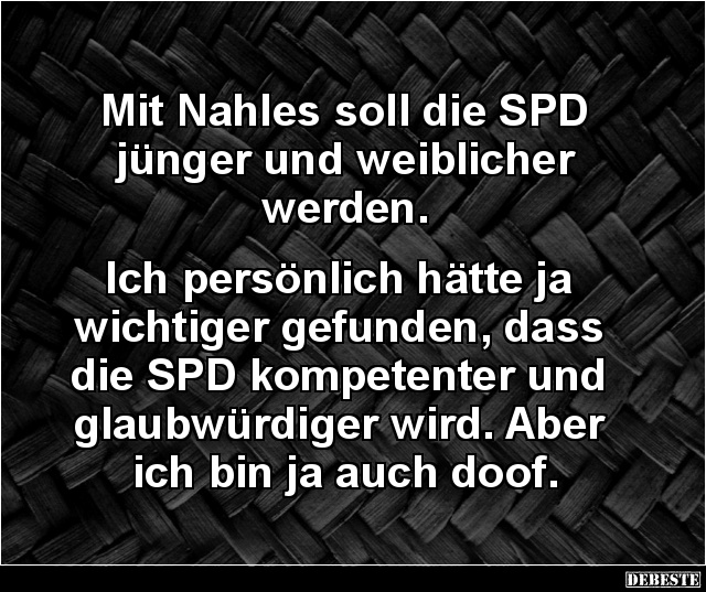 Mit Nahles soll die SPD jünger und weiblicher werden.. - Lustige Bilder | DEBESTE.de