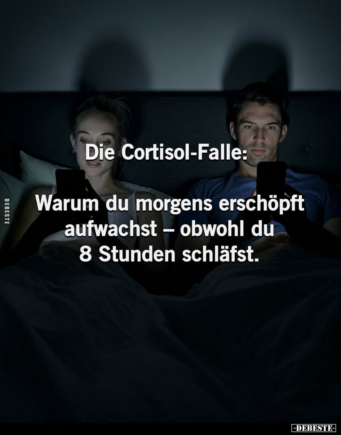 Die Cortisol-Falle:
Warum du morgens erschöpft aufwachst – obwohl du 8 Stunden schläfst.