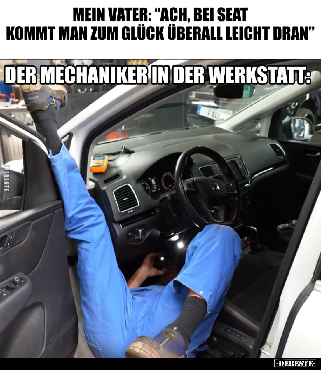 Mein Vater: "Ach, bei Seat kommt man zum Glück überall leicht dran"

Der Mechaniker in der Werkstatt: