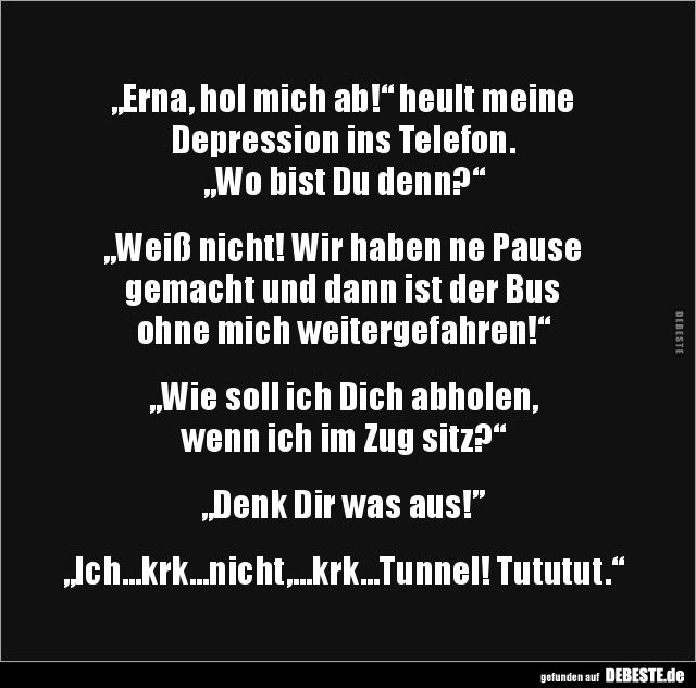 „Erna, hol mich ab!“ heult meine Depression ins.. - Lustige Bilder | DEBESTE.de