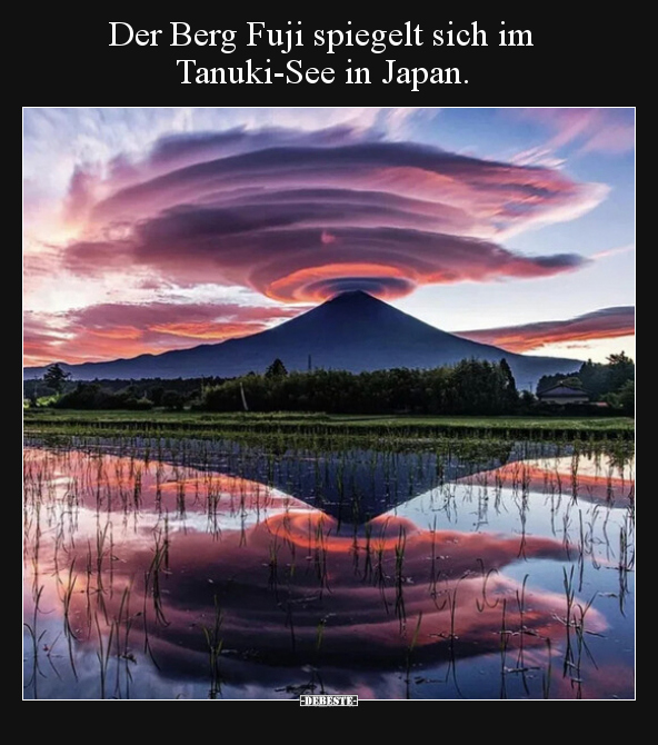 Der Berg Fuji spiegelt sich im Tanuki-See in Japan... - Lustige Bilder | DEBESTE.de