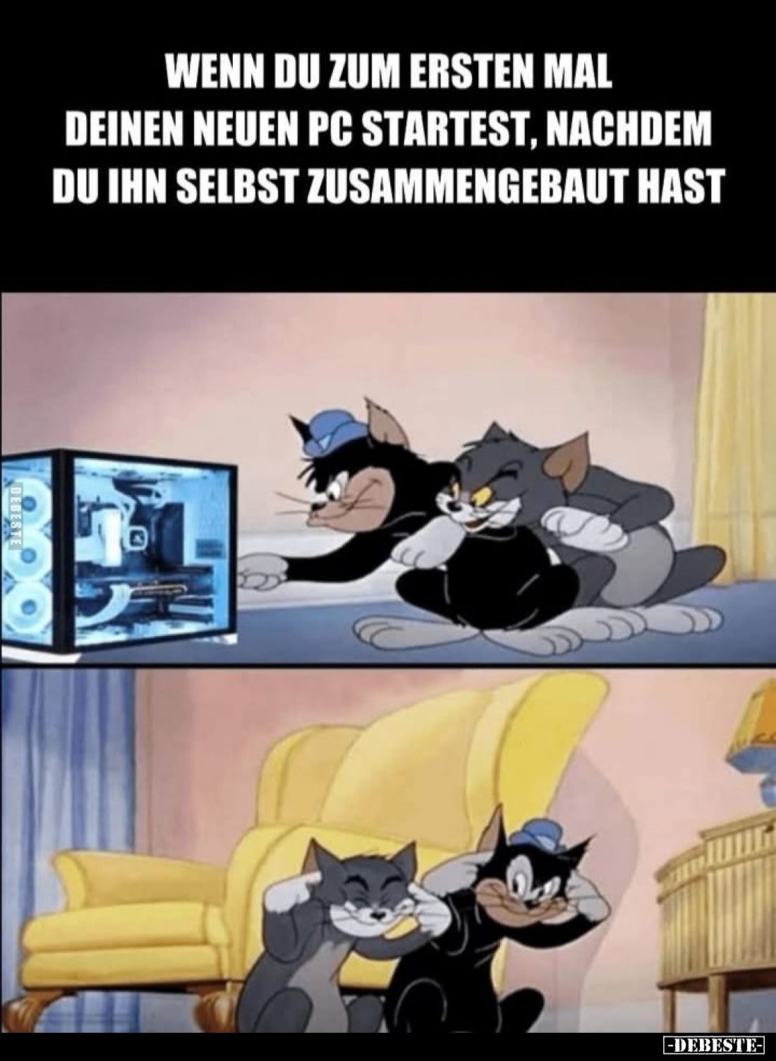 Wenn du zum ersten mal deinen neuen PC startest, nachdem du ihn selbst zusammengebaut hast.