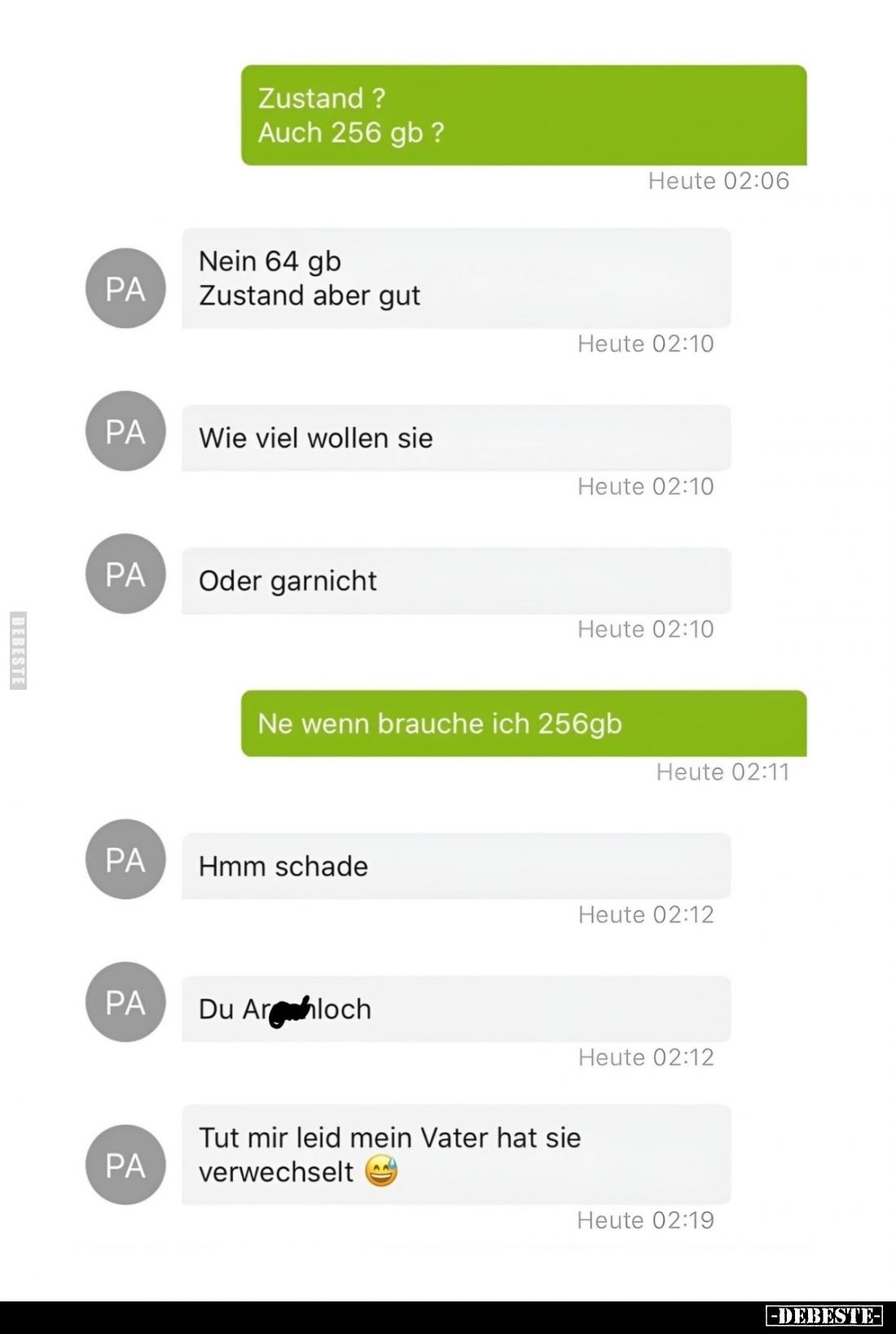 Zustand? Auch 256 GB?
-
Nein 64 GB Zustand aber gut.
-
Wie viel wollen sie.
-
Oder gar nicht.
-
Ne wenn brauche ich 2...