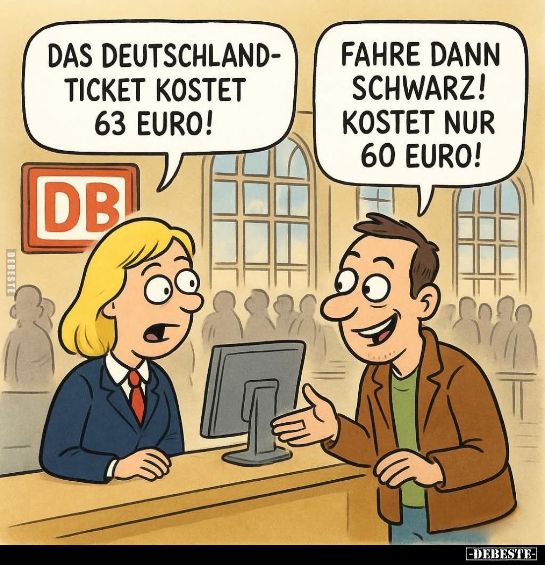 Das Deutschlandticket kostet 63 Euro! -
Fahre dann schwarz! Kostet nur 60 Euro!