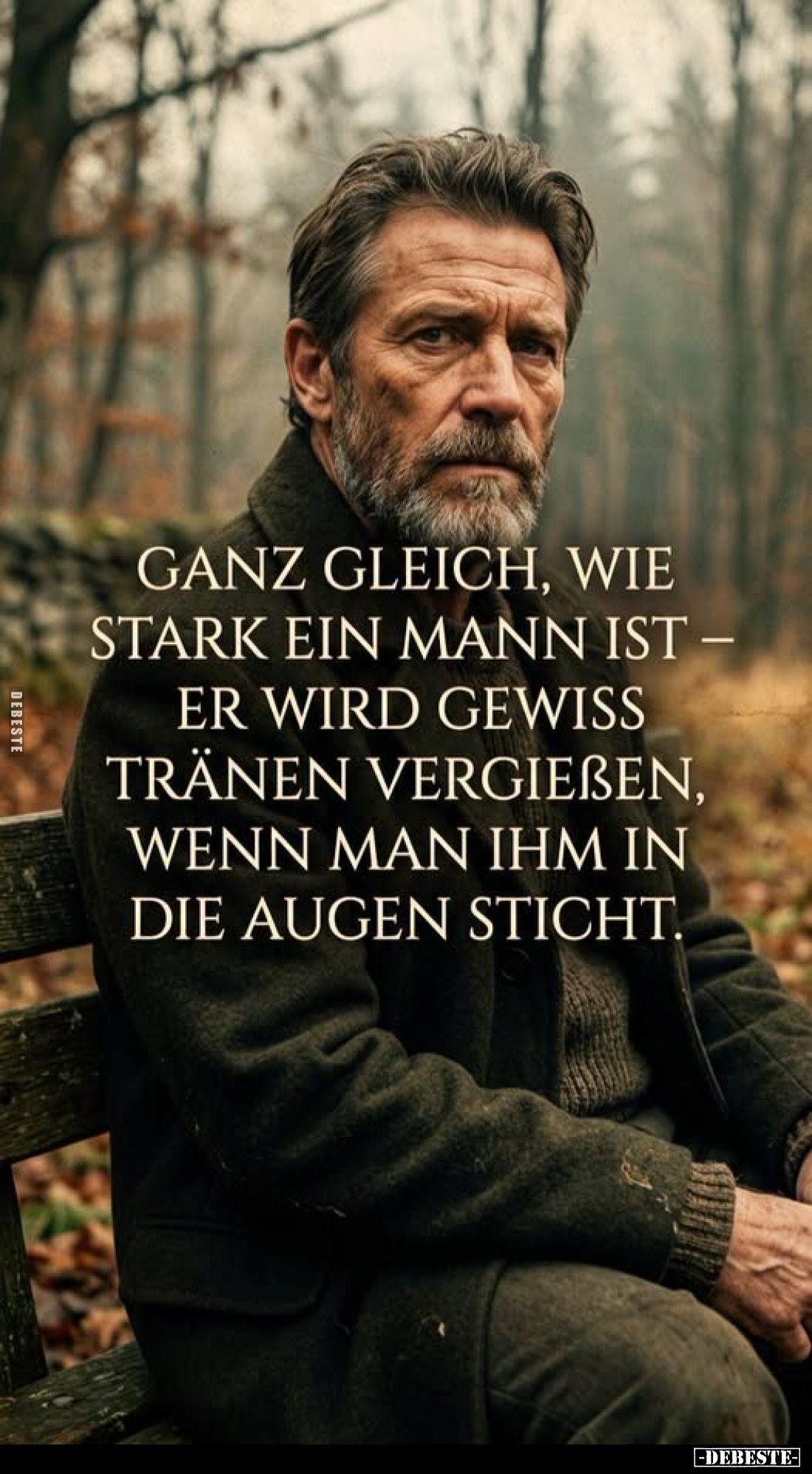 Ganz gleich, wie stark ein Mann ist - er wird gewiss Tränen vergießen, wenn man ihm in die Augen sticht.