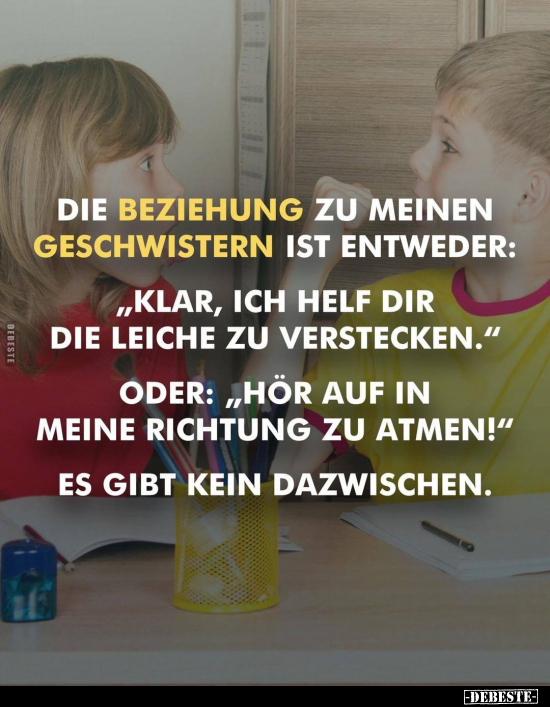 Die Beziehung zu meinen Geschwistern ist entweder.. - Lustige Bilder | DEBESTE.de