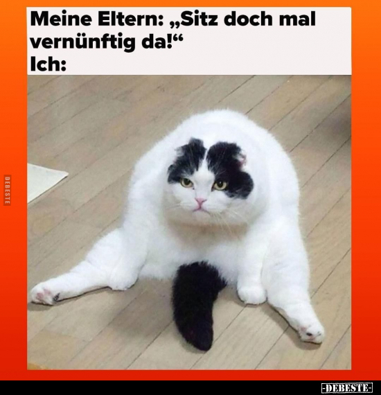 Meine Eltern: "Sitz doch mal vernünftig da!" Ich: