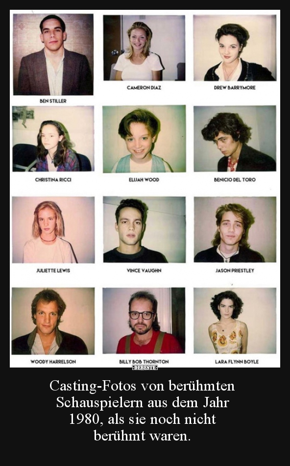Casting-Fotos von berühmten Schauspielern aus dem Jahr..